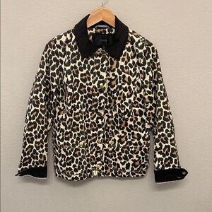 J. Crew Animal Print Jean Jacket - Black and Brown